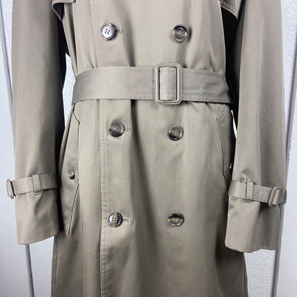London Towne Vintage Trench Coat 40R — Removable Faux Fur Lining Classic Khaki - Picture 3 of 12